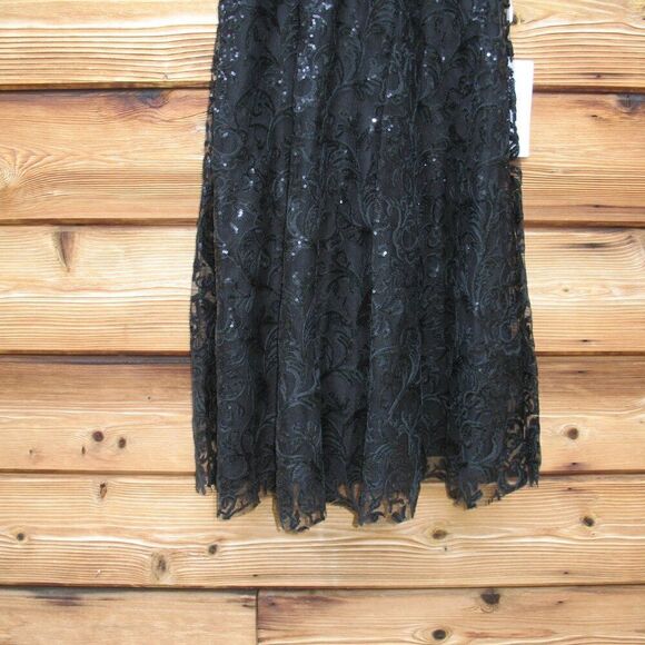 NWT Mac Duggal  Sequin Cap Sleeve V Neck Dress Black - Picture 11 of 16